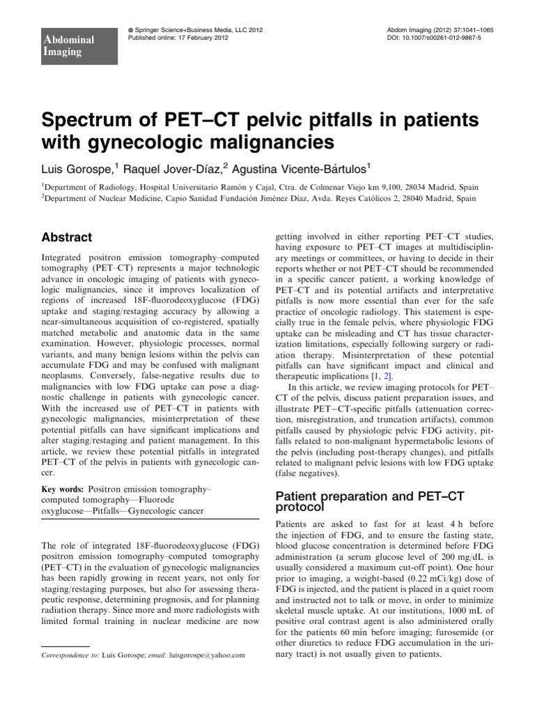 Spectrum of PET–CT Pelvic Pitfalls in Patients With Gynecologic ...