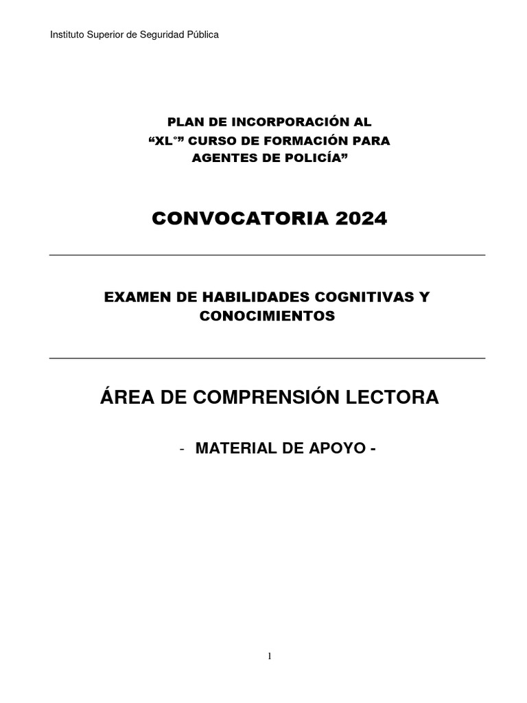 Examen de Comprensión Lectora 2024 | PDF | Comprensión lectora