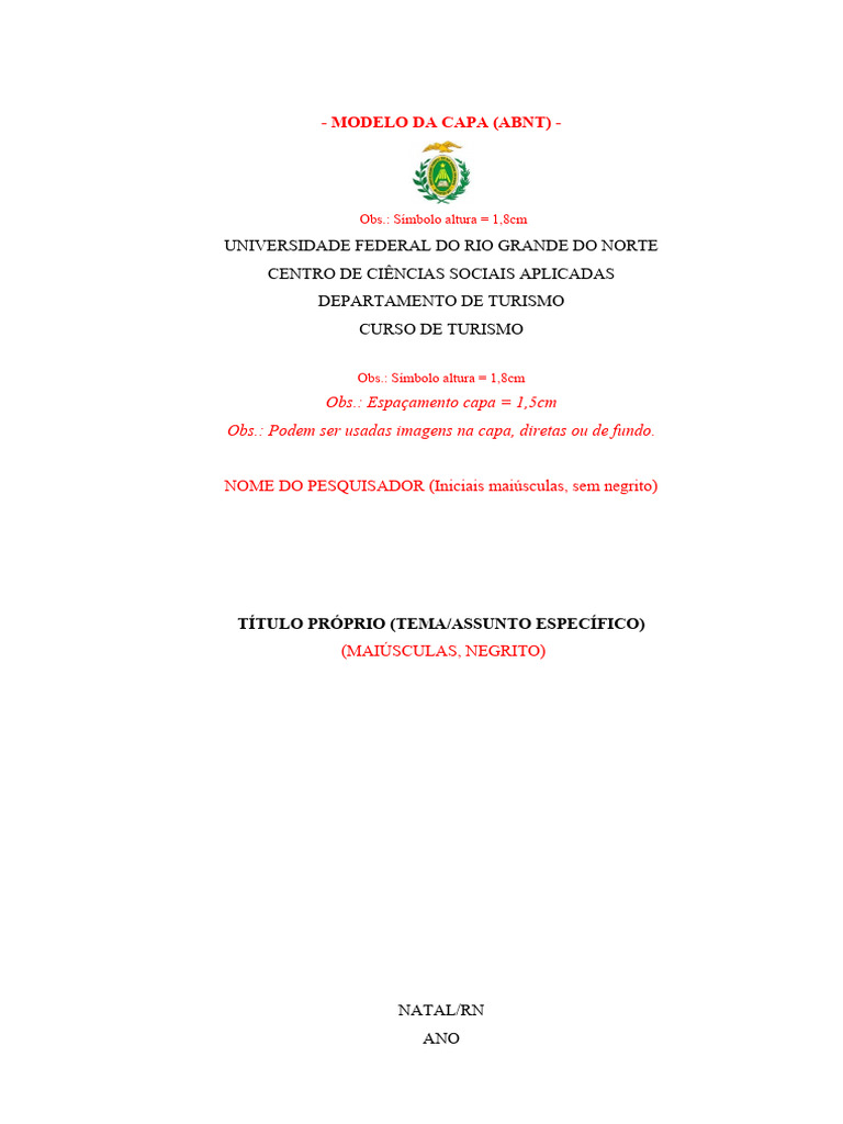 Modelo de Capa e Estrutura ABNT para TCC | PDF | Abstract (resumo) | Livros