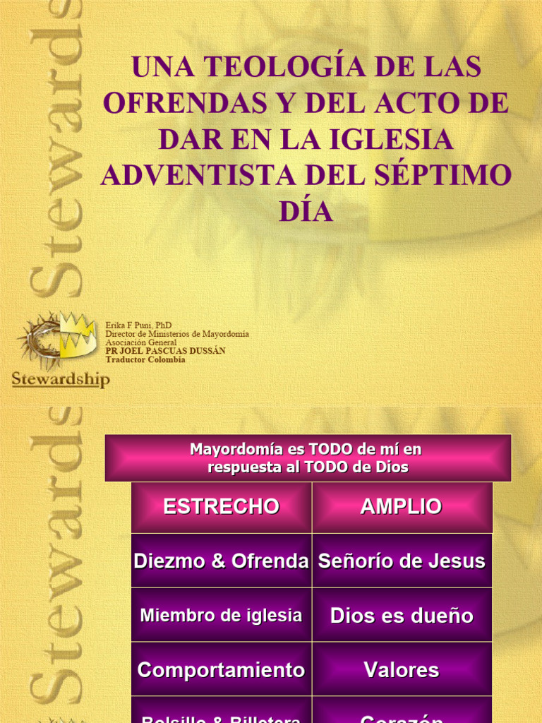 Una Teología de Las Ofrendas Y Del Acto de Dar en La Iglesia Adventista ...