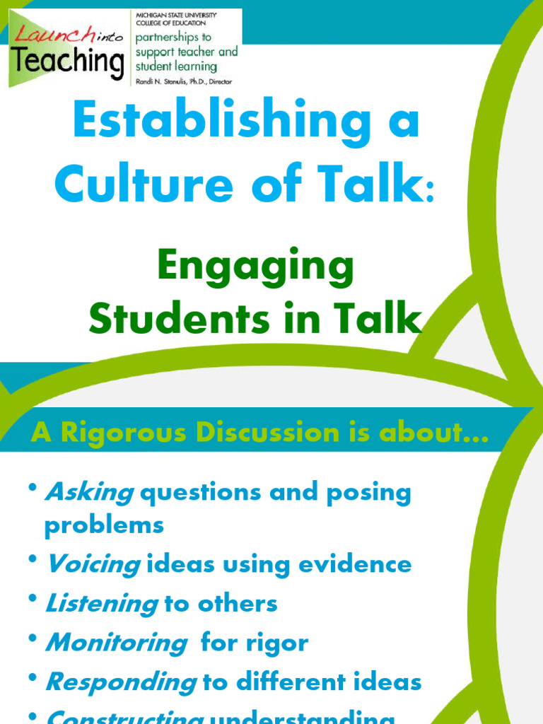 Cultivating Classroom Discussion Skills | PDF | Teachers | Learning
