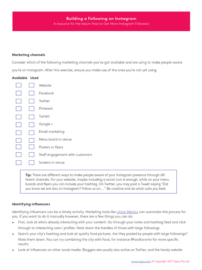 Building A Following On Instagram | PDF | Websites | Hashtag