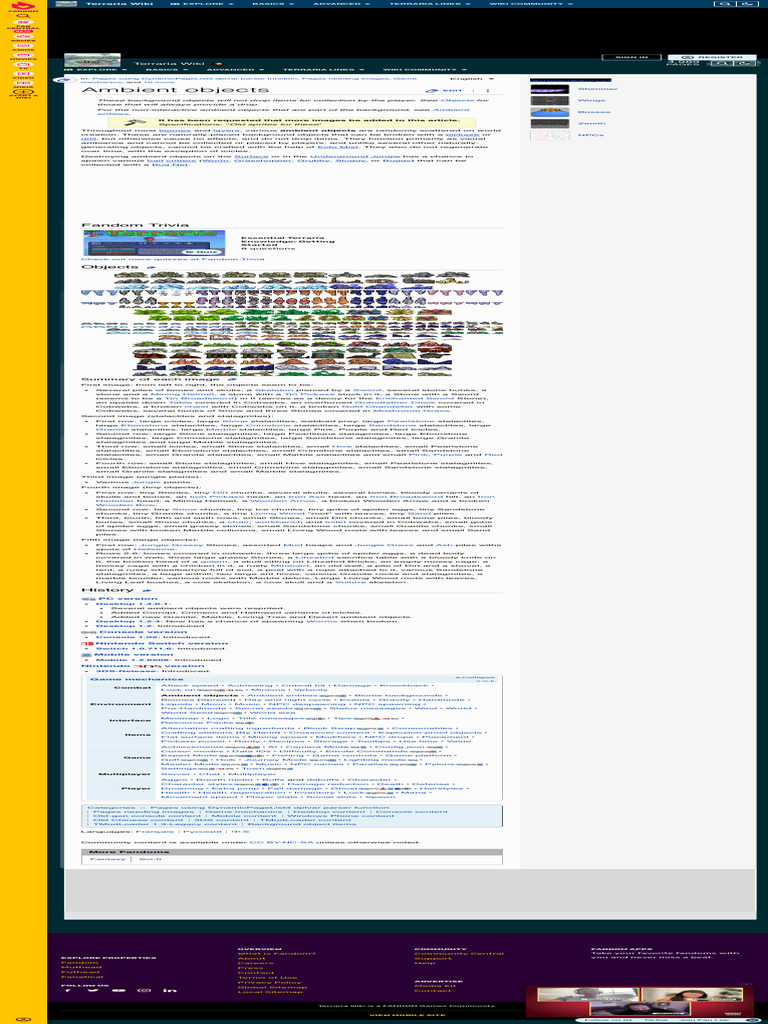 Ambient Objects - Terraria Wiki | PDF