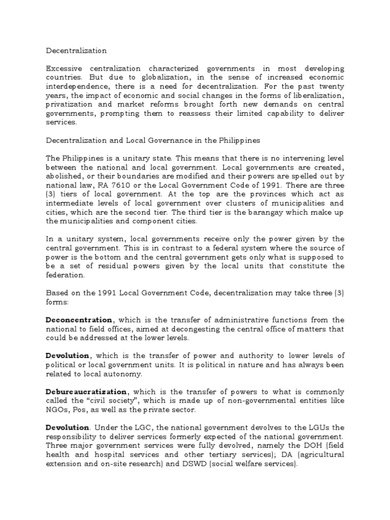 Decentralization in Philippine Local Governance | PDF | Finance & Money ...