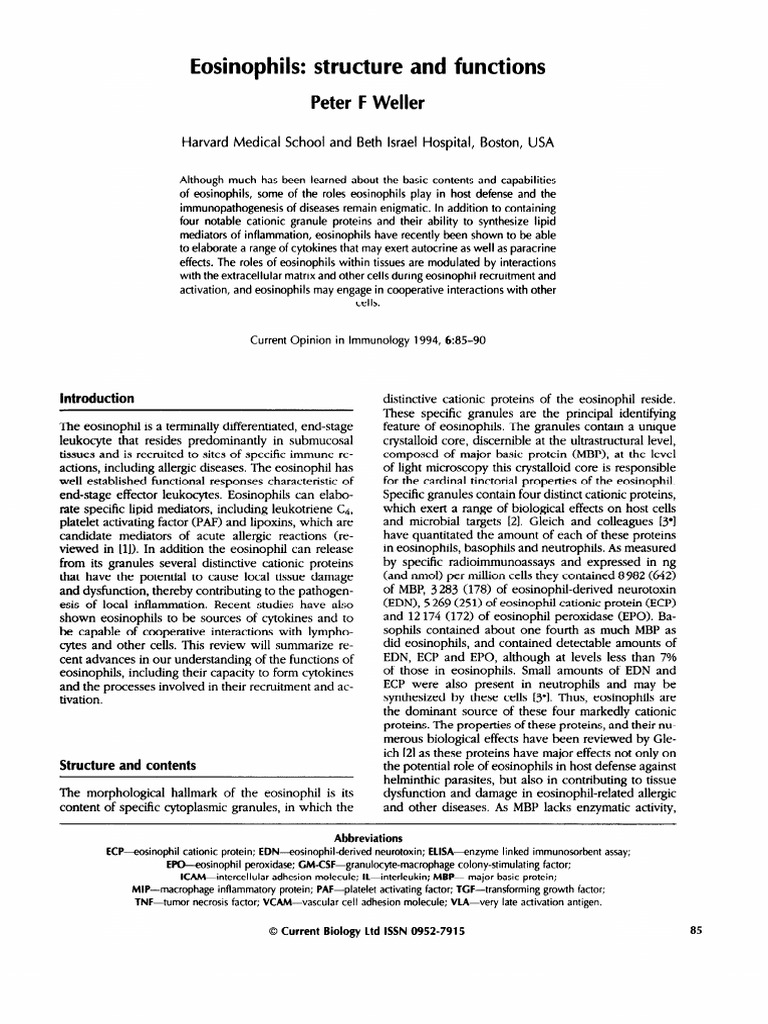 Eosinophils: Structure and Peter F Weller Functions | PDF ...