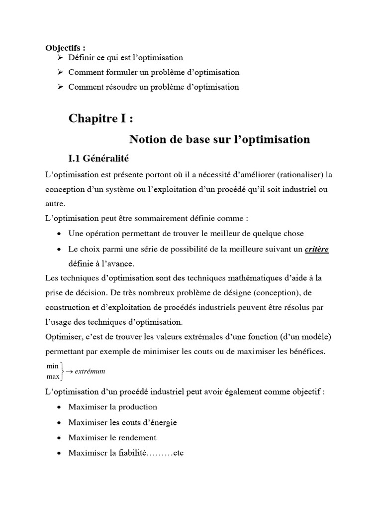 Optimisation des procédés industriels | PDF | Optimisation mathématique ...