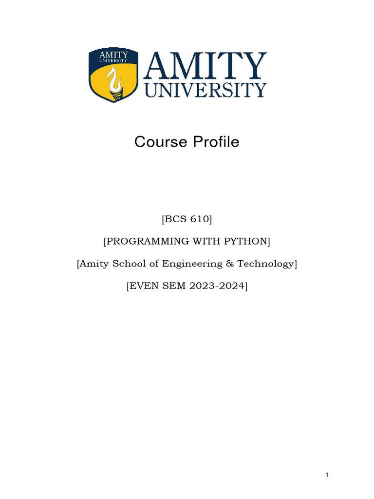 SessionPlans - 3c051course Profile PROGRAMMING WITH PYTHON | PDF ...