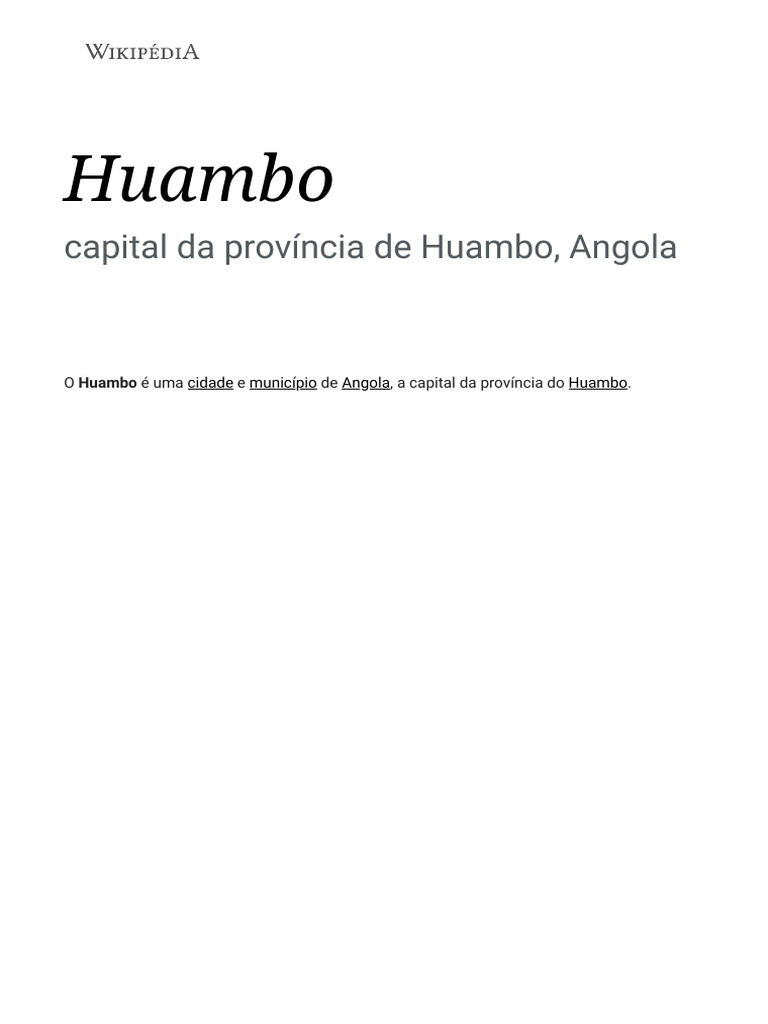 História e Evolução de Huambo | PDF | Turismo