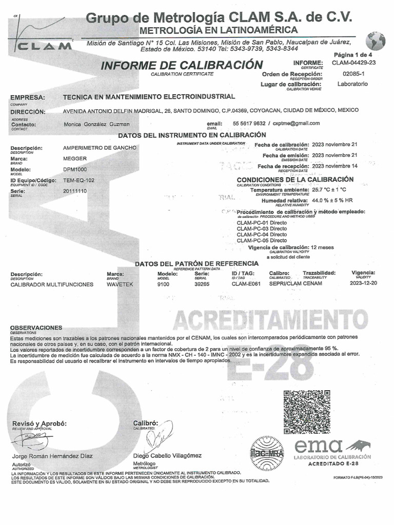 11 - 281123 - Amperimetro de Gancho - mca-MEGGER - mod-DPM1000 - Serie ...