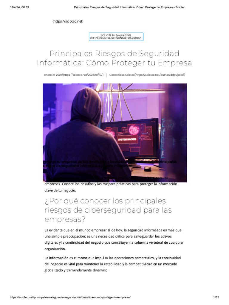 Riesgos de Seguridad Informática y Soluciones | PDF | Seguridad | La ...