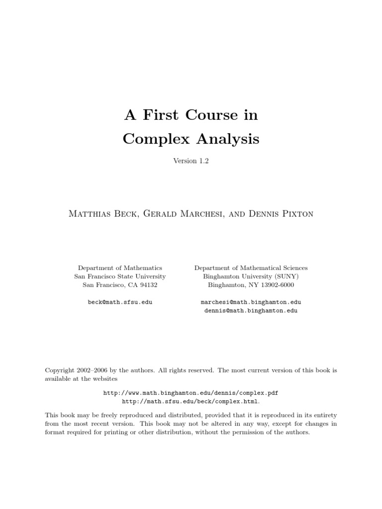 A First Course in Complex Analysis | PDF | Trigonometric Functions ...