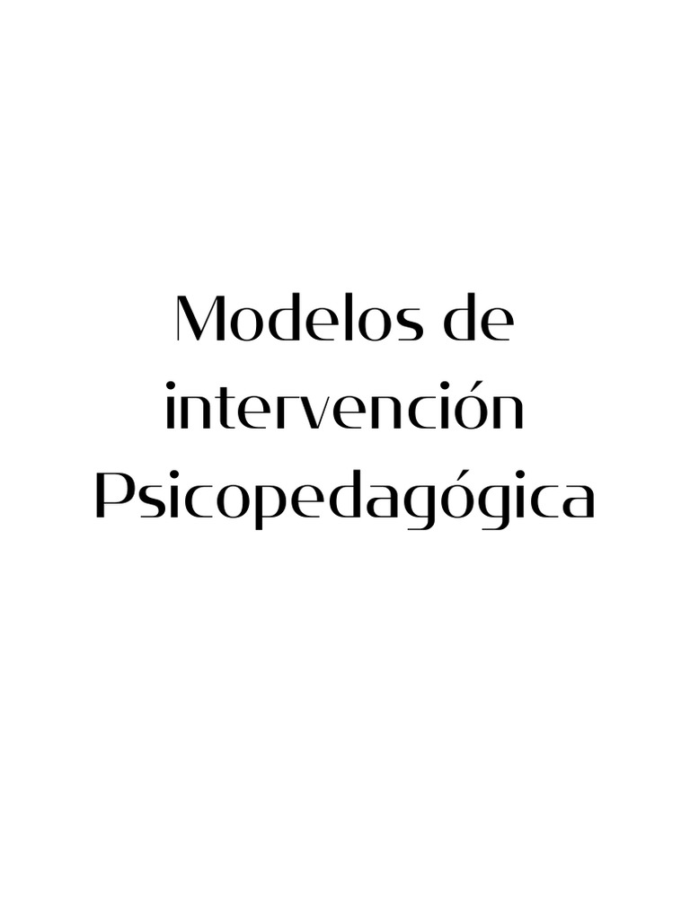 Modelos de Intervención Psicopedagógica | PDF | Aprendizaje | Evaluación