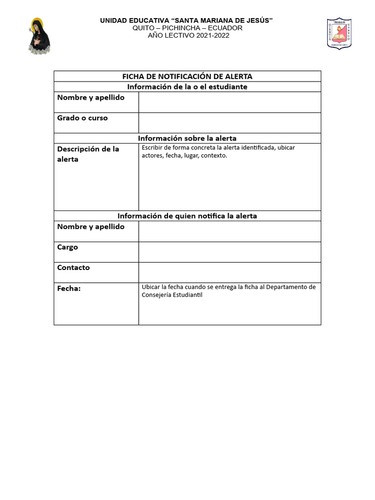 Ficha de Alerta | PDF