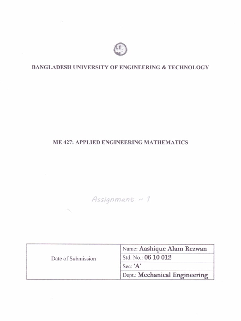 Applied Engineering Mathematics Solution Book 1 | PDF | Nature