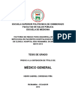 Médico General: Escuela Superior Politécnica de Chimborazo Facultad de Salud Pública Escuela de Medicina