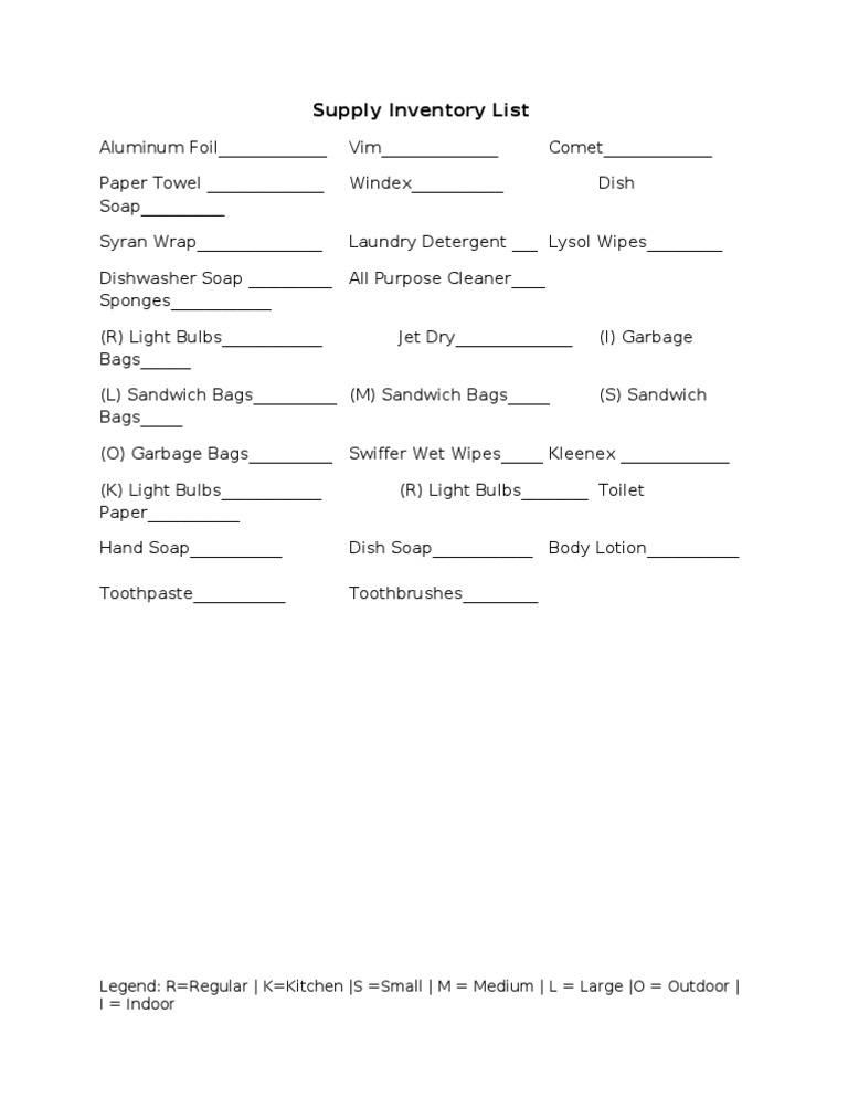Essential Supply Inventory List | PDF
