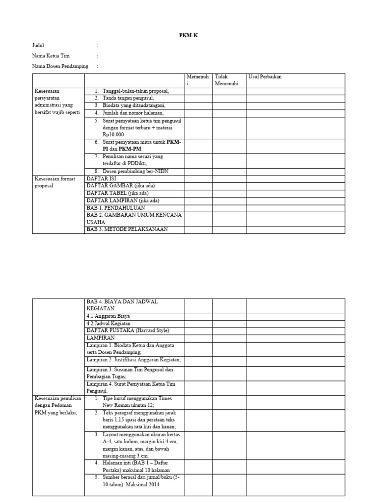 Panduan Penyusunan Proposal PKM-K | PDF