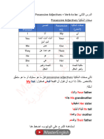 الدرس الثاني possessive adjectives and verb to