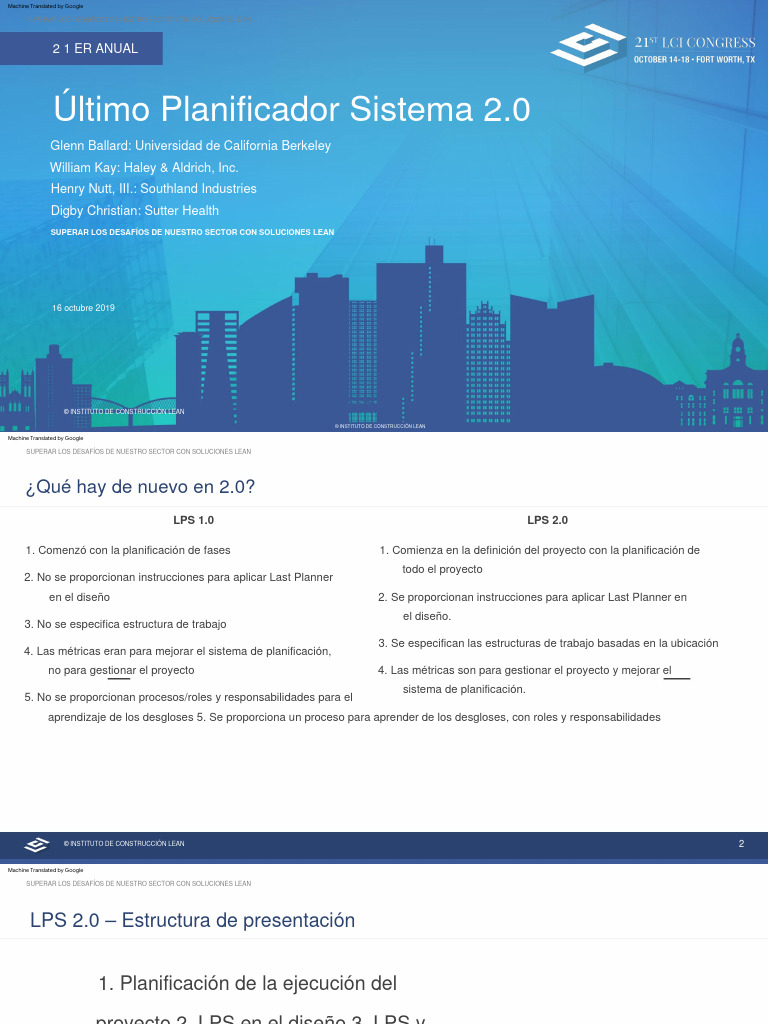 W2E-Last-Planner-System 2.0 Esp | PDF | Diseño | Ingeniería