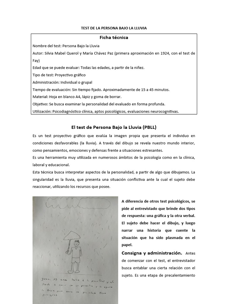 Test Proyectivo: Persona Bajo la Lluvia | PDF | Ansiedad | Dibujo