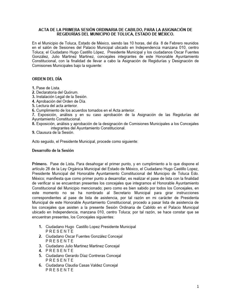 Sesion De Cabildo Pdf Gobierno Local Alcalde