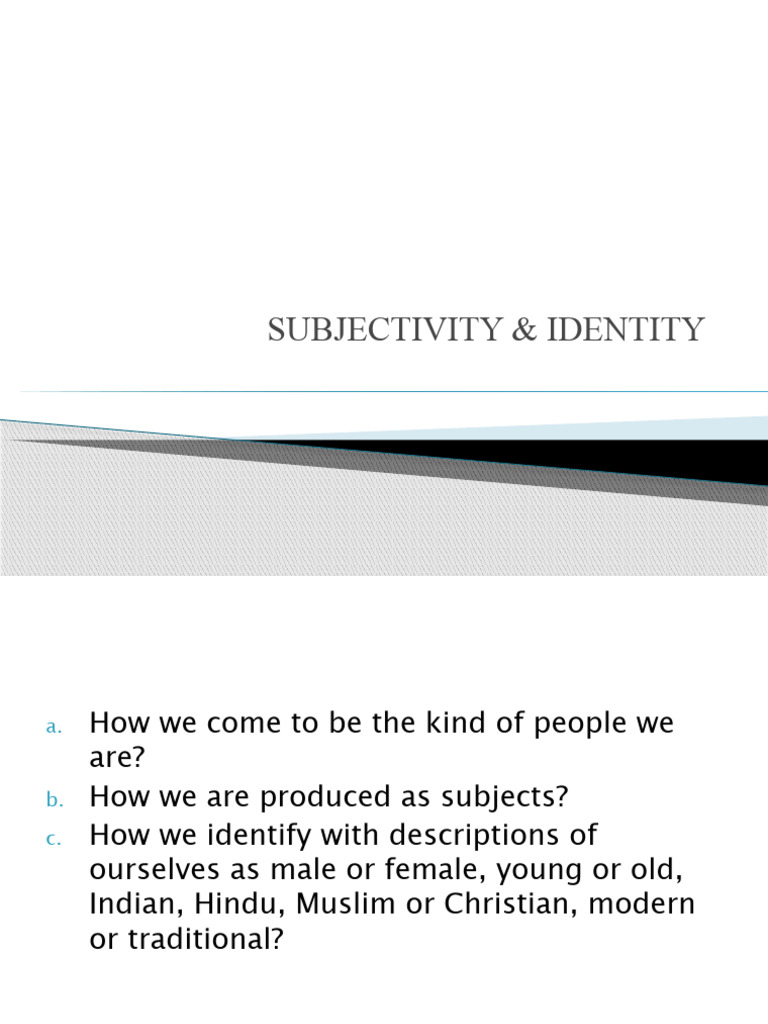 Subjectivity Identity | PDF | Gender | Gender Studies
