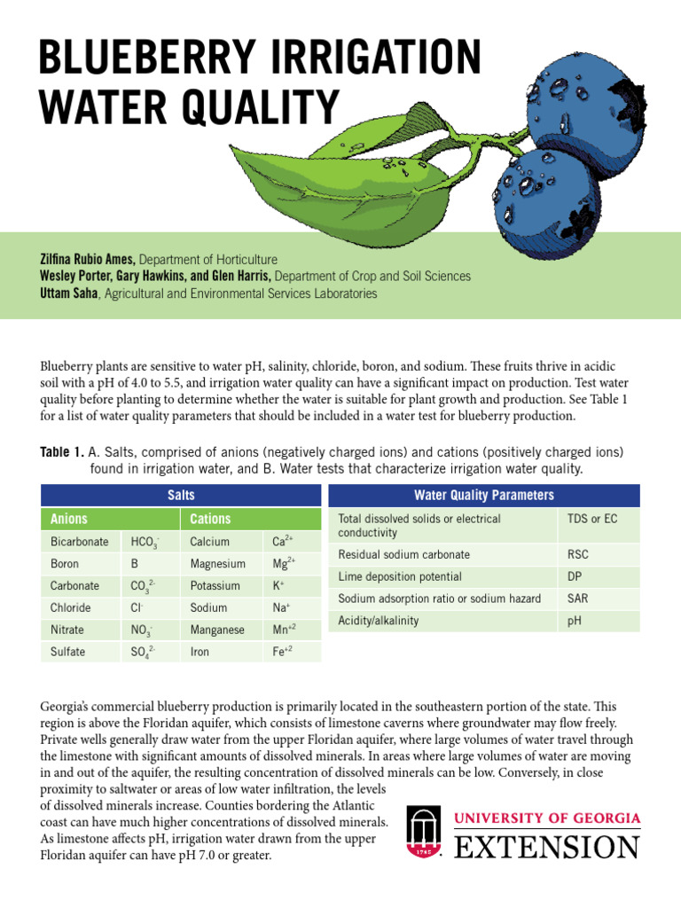 Blueberry Irrigation Water Quality Guide | PDF | Magnesium | Soil