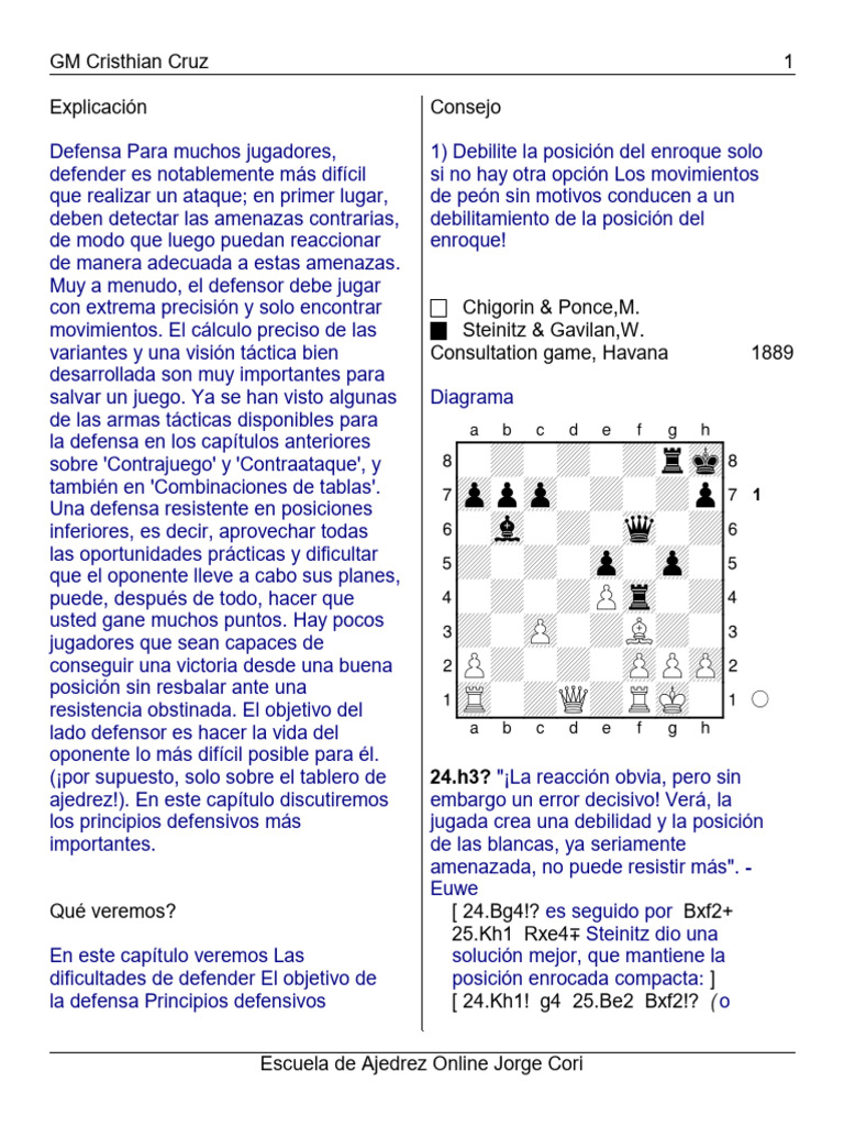 Principios de Defensa en Ajedrez | PDF | Teoría del ajedrez | Juegos de ...