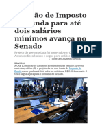 Isenção de Imposto de Renda para Até Dois Salários Mínimos Avança No Senado