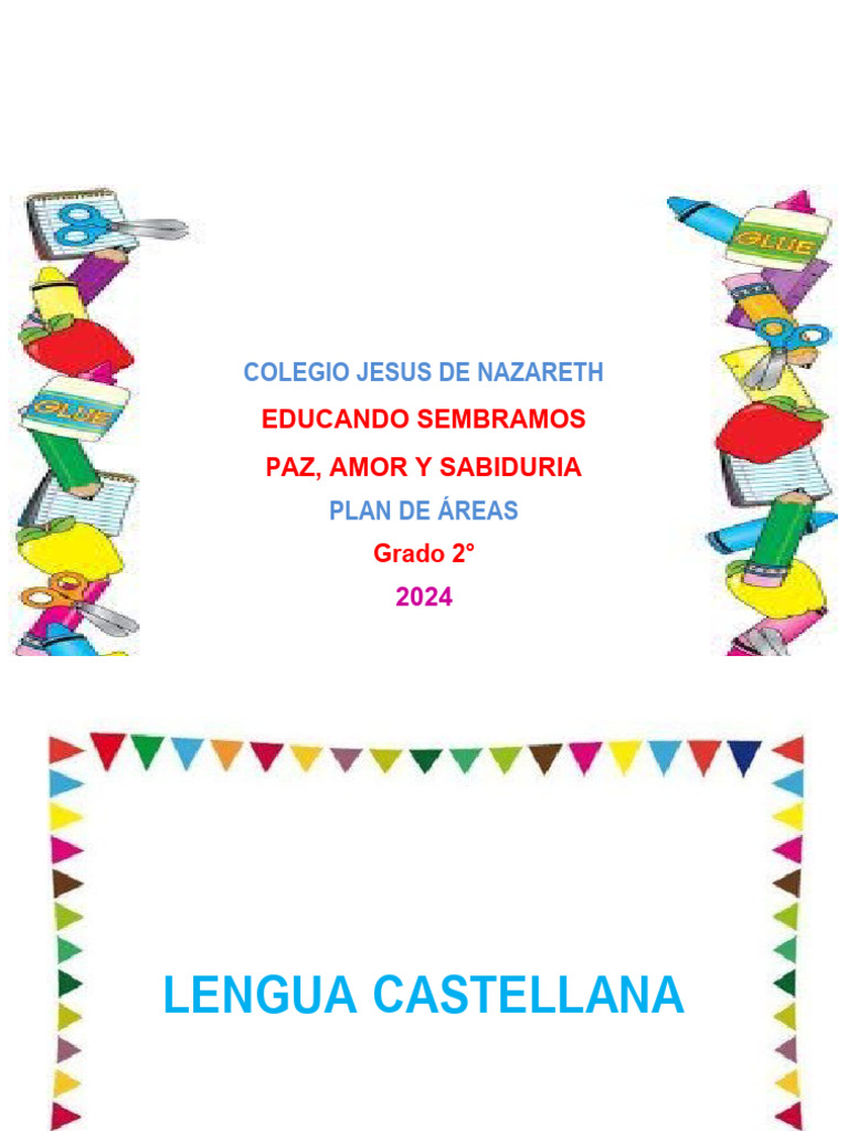 PLAN DE AREA 2024 GRADO 2 PDF Palabra Comunidad
