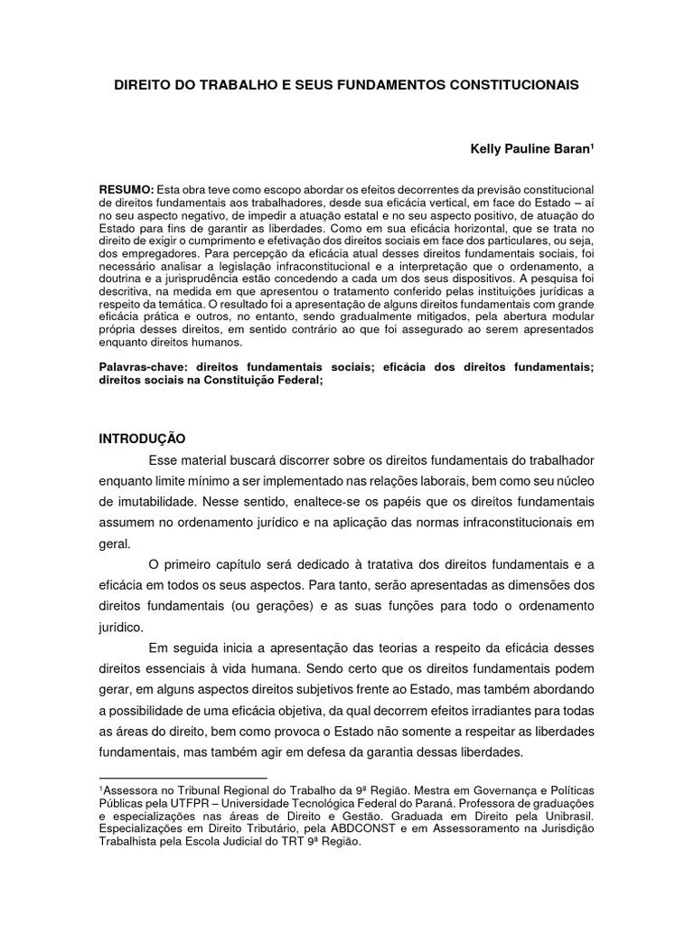 Artigo - Direito Do Trabalho e Seus Fundamentos Constitucionais | PDF ...