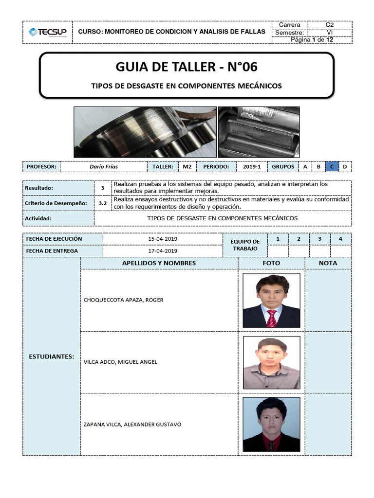 Tipos de Desgaste en Componentes Mecánicos | PDF | Fatiga (material ...