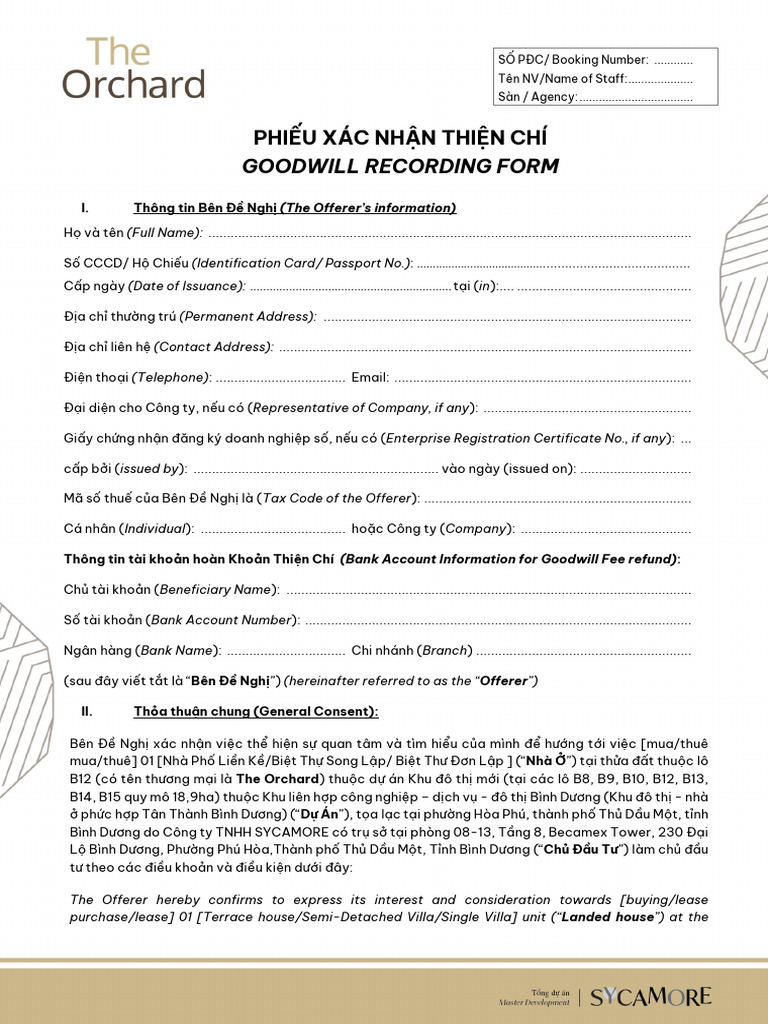 The Orchard - GOODWILL RECORDING FORM | PDF
