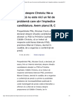 Ciucă Despre Cîrstoiu - Ne-A Spus Că Nu Este Nici Un Fel de Problemă Care Să-I Împiedice Candidatura. Avem Planul B, C