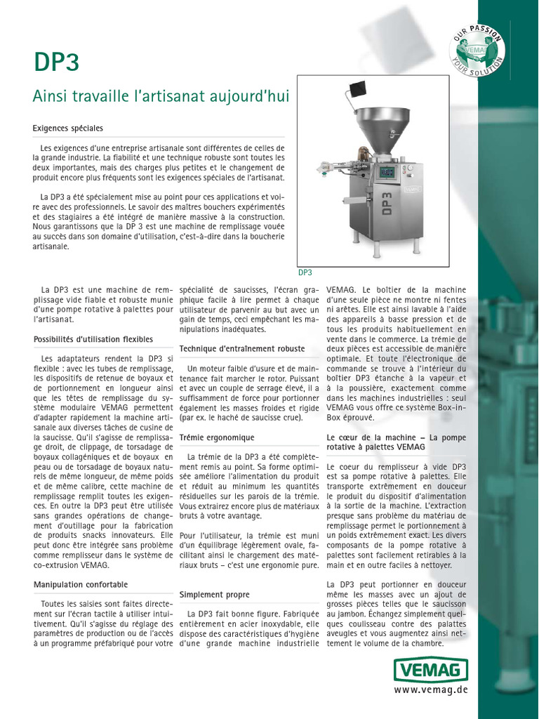 Machine de remplissage DP3 VEMAG | PDF | Pompe
