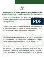 Informe Sobre Os Impactos Negativos Da Nova Lei de Agrotóxicos Sobre A Regulamentação Dos Bioinsumos