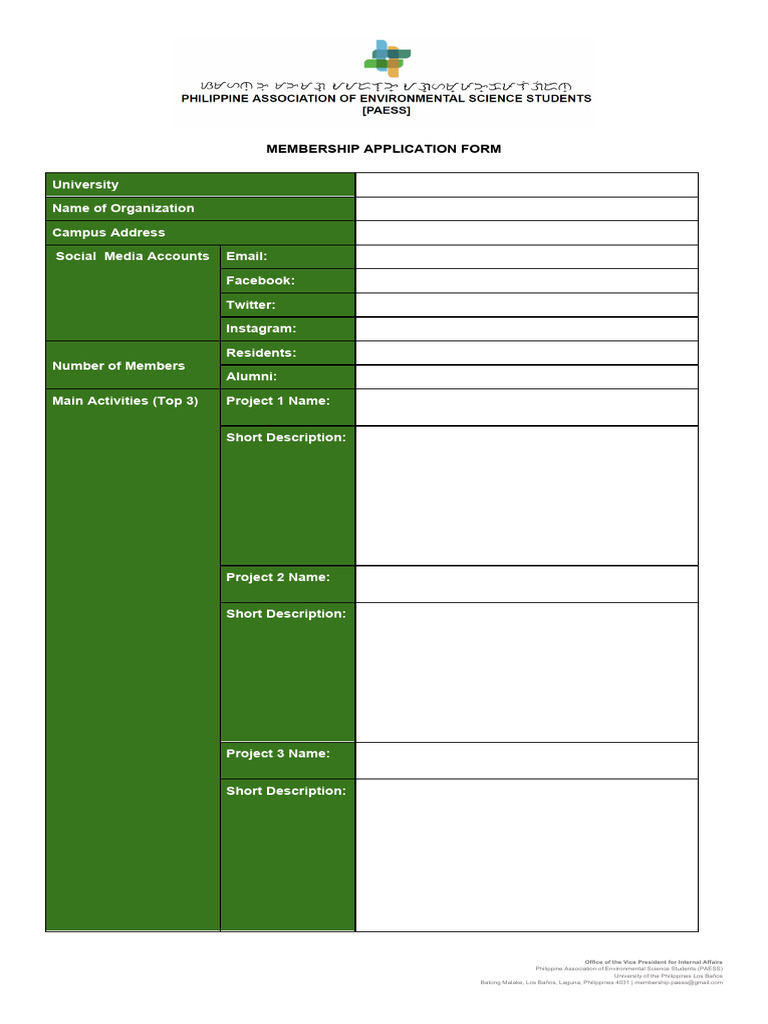 PAESS Membership Application Form A.Y. '23-'24 | PDF