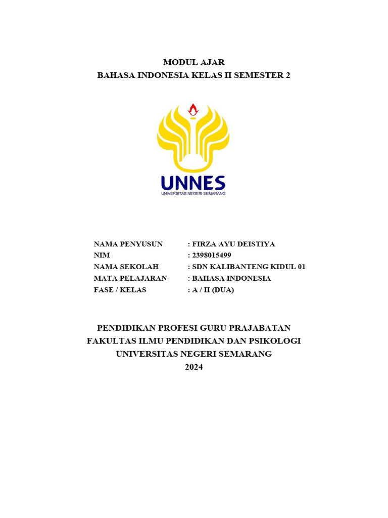 Modul Ajar Kurikulum Merdeka Bahasa Indonesia Kelas 2 Pdf