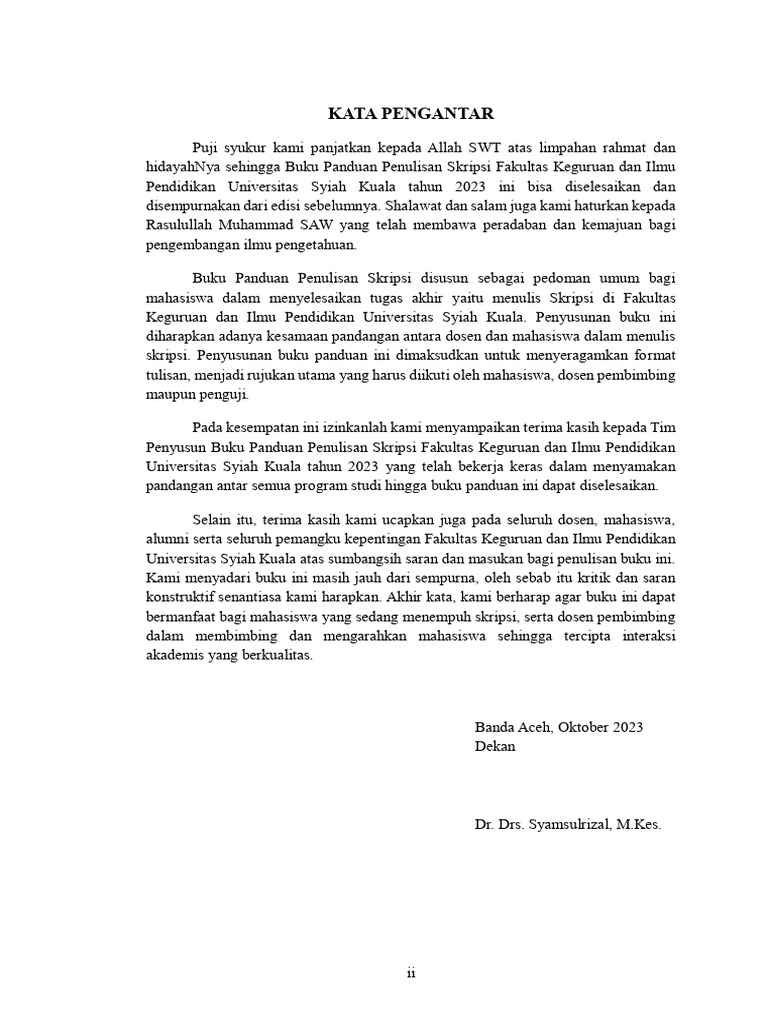 Panduan Skripsi FKIP Unsyiah 2023 | PDF | Karier & Perkembangan | Seni