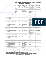 Opd Timings & Duty Roaster of Medical Officers & Cmps - Divisional Hospital, Varanasi