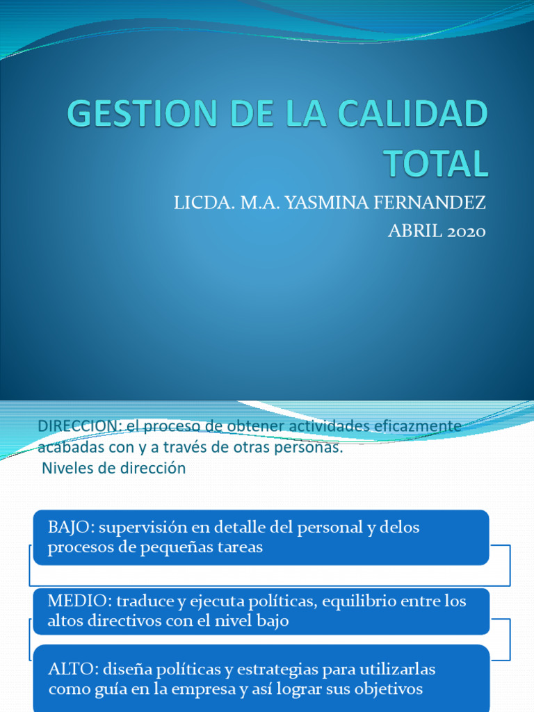Gestion Del La Calidad 2020-1 | PDF | Calidad (comercial) | Gestión de ...