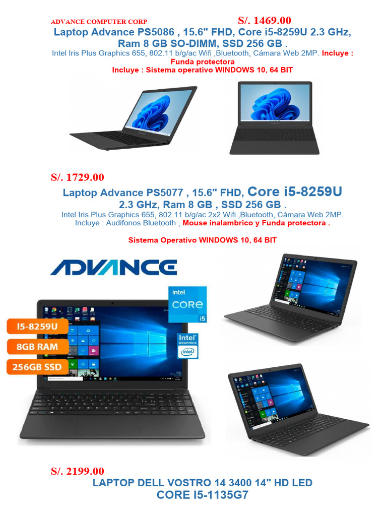 Laptops Advance y Lenovo con Windows 10/11 | PDF | Hardware de la ...