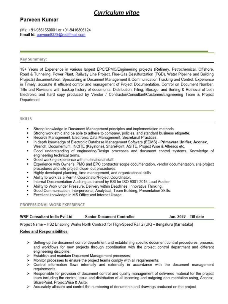 CV Parveen K | PDF | Specification (Technical Standard) | Engineering