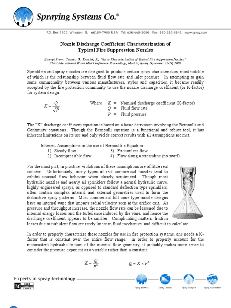 KFactor Nozzle Discharge Coefficient Fluid Dynamics Fire
