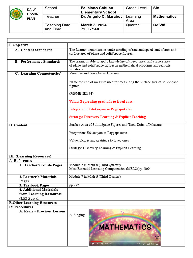 C0 lesson plan math 6 surface area n pdf area learning