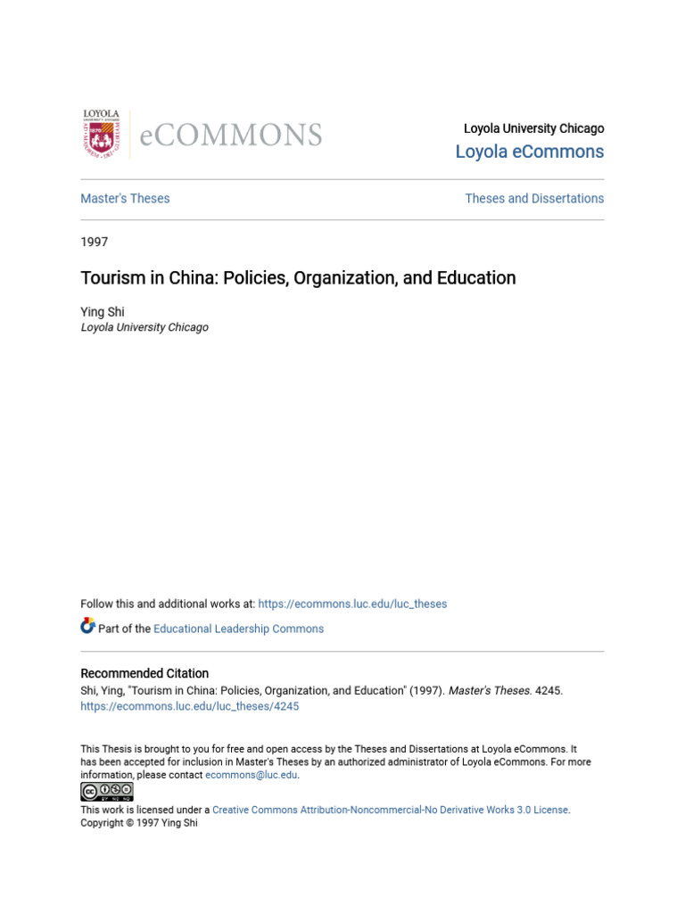 Tourism in China - Policies Organization and Education | PDF | China ...