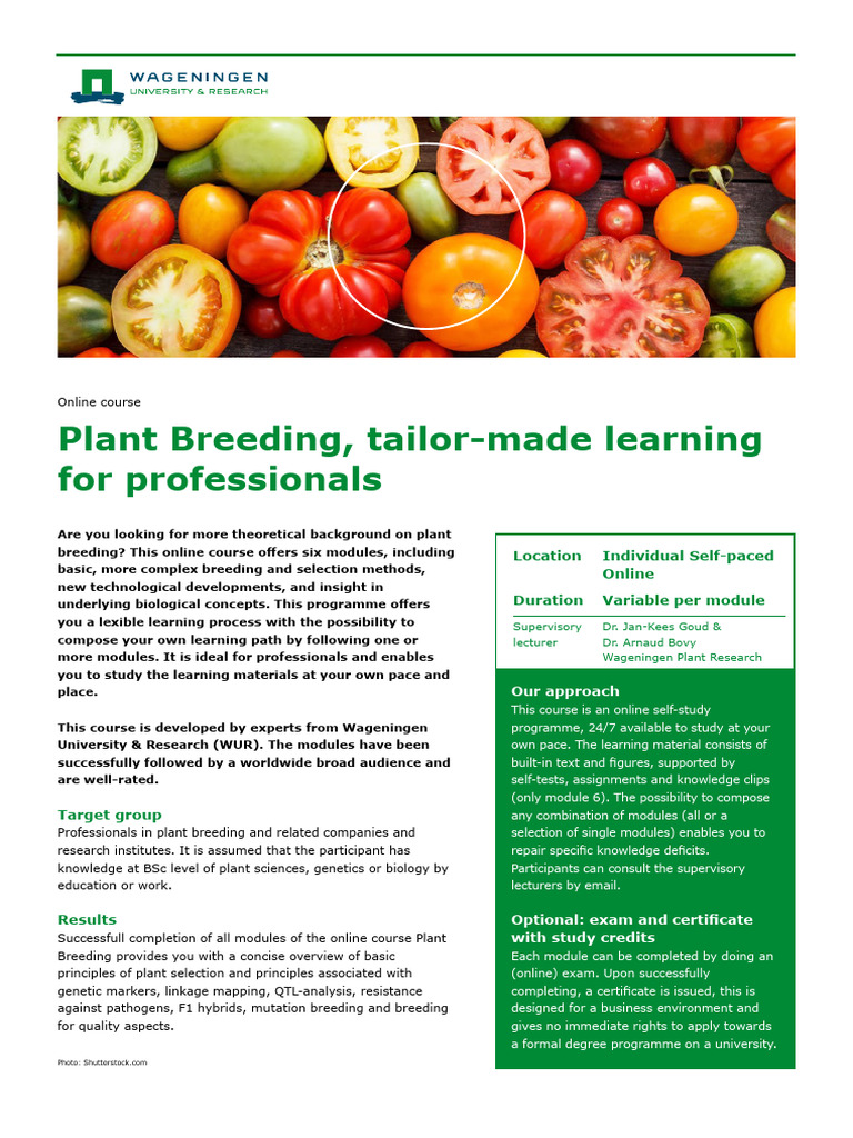 Online Plant Breeding Course for Professionals | PDF | Plant Breeding ...
