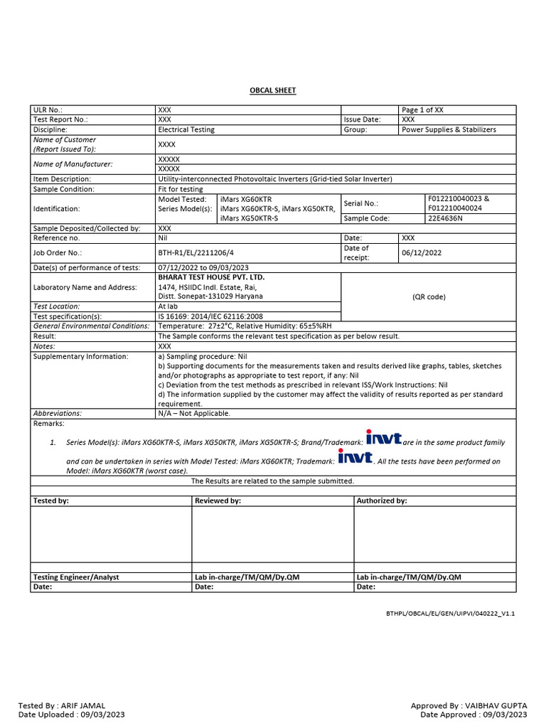 IS 16169 Compliance Test Report | PDF | Electrical Engineering | Metrology