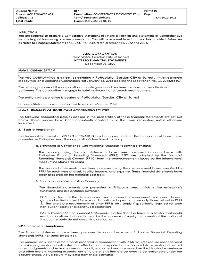 ABC Corporation Financial Statements Analysis | PDF | Taxes | Financial ...