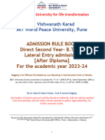 Admission Rule Book Direct Second Year-B.Tech. Lateral Entry Admissions (After Diploma) For The Academic Year 2023-24